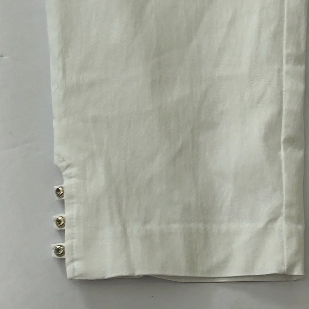 NEW NWT JM Collection Bright White Capri Pants Button Detail Size Petite Medium - Picture 2 of 7